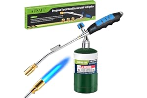 AUSAIL Grill Torch Charcoal Starter, Propane BBQ Torch 50,000BTU,Grill Torch Blow Torch with Self Igniting and Ergonomic Anti-slip Rubber Handle for Charcoal Starter,Weeding,Roast Meat(Fuel Not Included)
