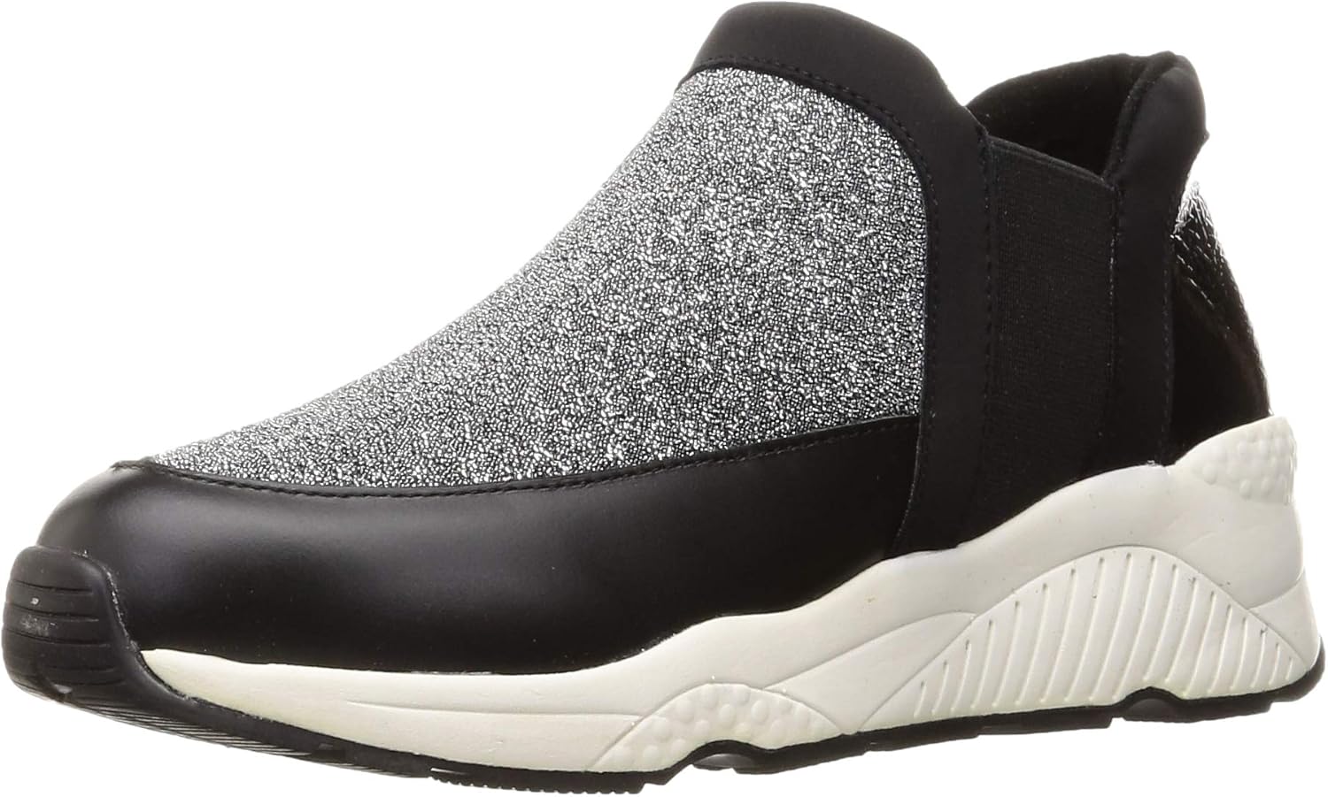 【ミオノティス】オックスフォード スリッポンスニーカー レディース ブラック/シルバー