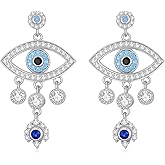 PEIMKO Evil Eye Earrings 925 Sterling Silver Circle Evil Eyes Protection Earrings for Women