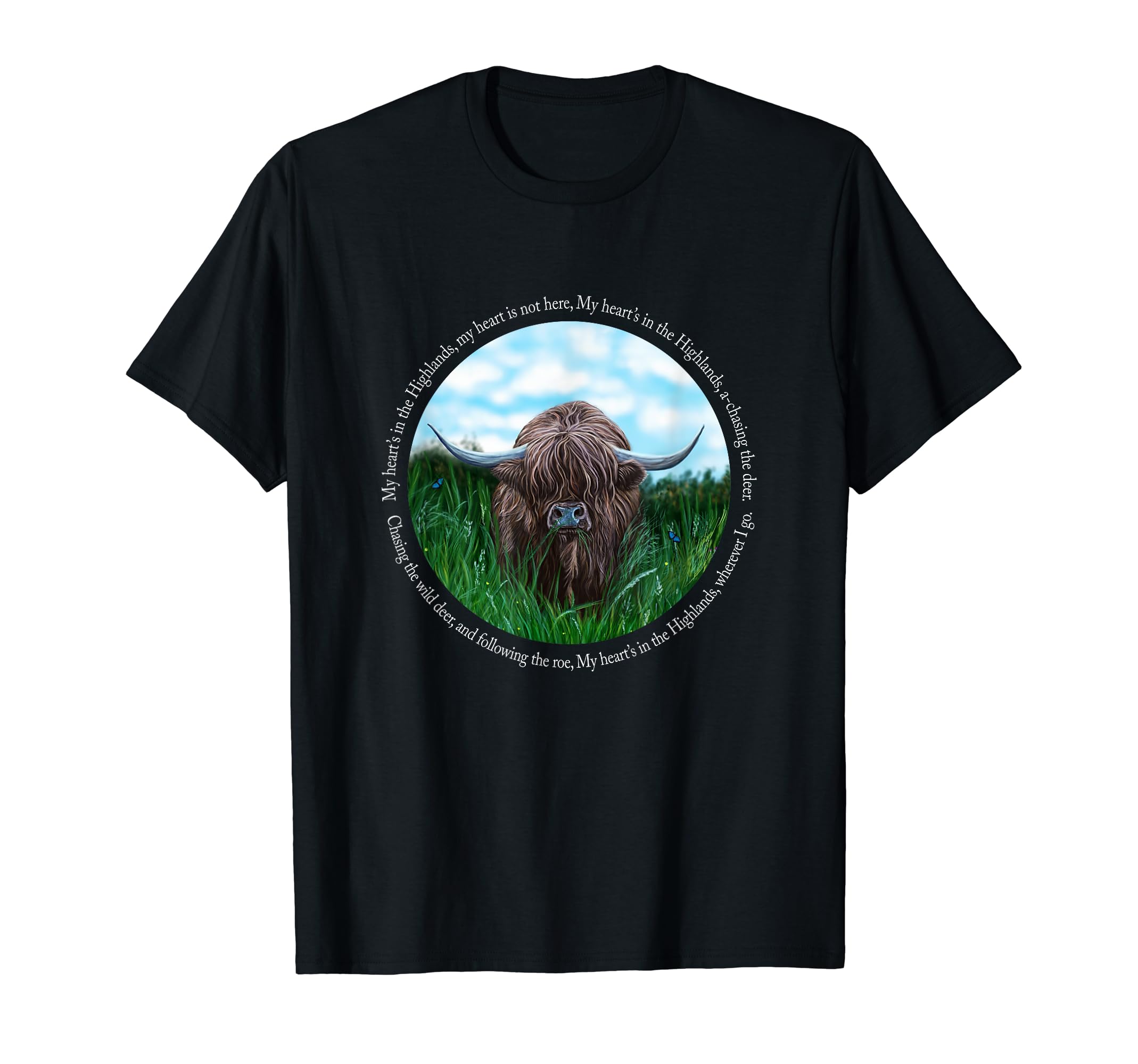 Highland Cow, My Heart's In The Highlands, Robert Burns Poem T-Shirt