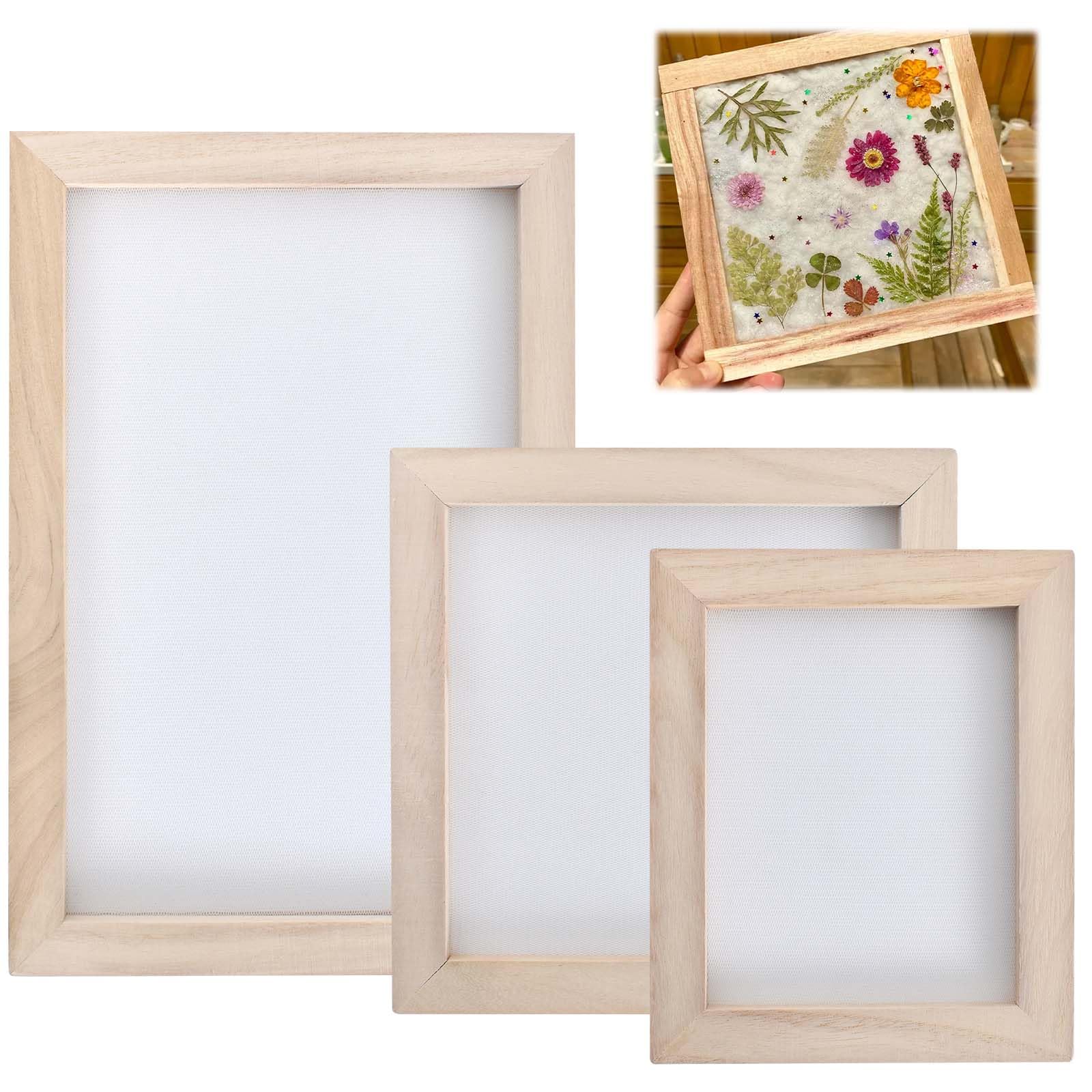 3 Size Wooden Paper Making Screen Papermaking Mould Frame Wooden Paper Making Frame for DIY Paper Crafts
