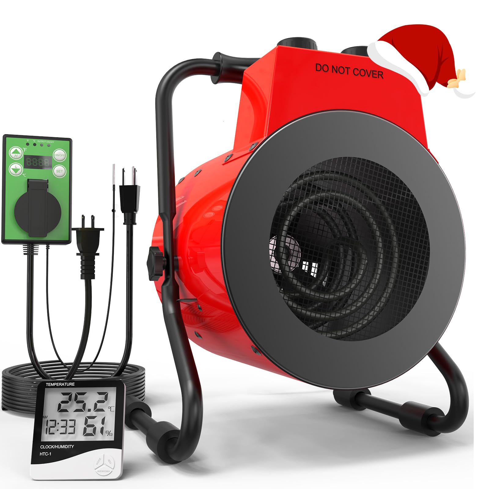 Photo 1 of 1500W Greenhouse Heater with Digital Thermostat, Outdoor Heater with Overheat Protection and 3-Second Rapid Heating Function, Outdoor Heaters for Patio Garage, Greenhouse, Flower House