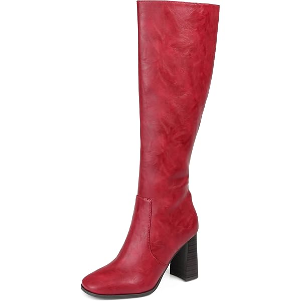 Soda Women's Reno Western Boots – Red PU Knee High Pull-On With Pointed Toe & Tabs