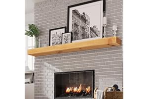 Weyderk Fireplace Mantel - Fireplace Mantel 72 Inches Handcrafted Solid with Invisible Heavy Duty Metal Bracket - Floating Fireplace Mantle - Faux Fireplace Mantel for Over Fireplace - Rustic Natural