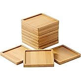 Bamboo Coasters Blank Mats for Crafts — DIY Mosaic Tile Base, Small Indoor Plant Coasters, Reusable Eco-Friendly Design (Square)