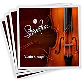 Stravilio Bronze Violin Strings Full Set (G-D-A-E) - Violin String with Ball Ends, Compatible with Violin Sizes 1/2 and 1/4, Perfect for Kids
