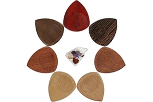 ROTOPATA 7 Pcs Wooden Guitar Picks with Organizer Storage Box, Anti-slip Groove Design, 2.7mm Heavy Thickness, 7 Types Natura