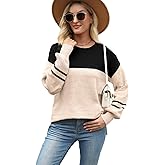 Vanfany Womens Sweater Striped Fall Fashion Tops Long Sleeve Crew Neck Pull Over Knit Clothes