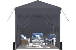 SANWAY 6.6x6.6 Pop Up Canopy with Sidewalls x 4 –with Rome Window – Dark Gray
