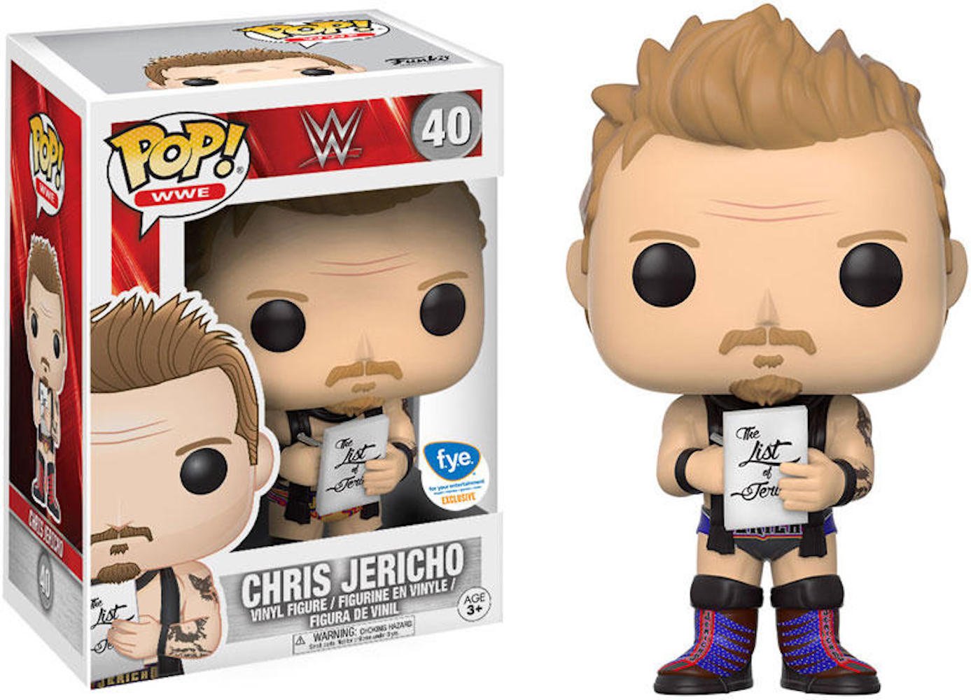 POP Funko - WWE Wrestling-Chris List of Jericho Figurine, Multicoloured, 20839