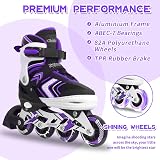Nattork Adjustable Inline Skates for Girls Purple Size 10-13 Illuminating 8 view 2