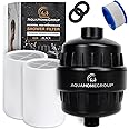 AquaHomeGroup 20 Stage Shower Head Filter with Vitamin C E A for Hard Water - High Output Filter to Remove Chlorine and Fluoride - 2 Replacement Cartridges - Consistent Flow Showerhead Filters