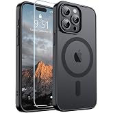 SUPFINE Magnetic for iPhone 15 Pro Case Black | With Screen Protector, Translucent Matte, Compatible with MagSafe, Military Grade Drop Proof, Rugged Shockproof Protective