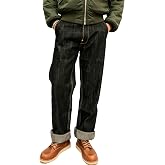 Red Tornado Men 18oz Raw Selvedge Jeans Loose Straight Wide Leg Denim Pants | 100% cotton vintage raw selvage denim,heavyweight relaxed fit straight leg,high waist indigo,American retro casual wear