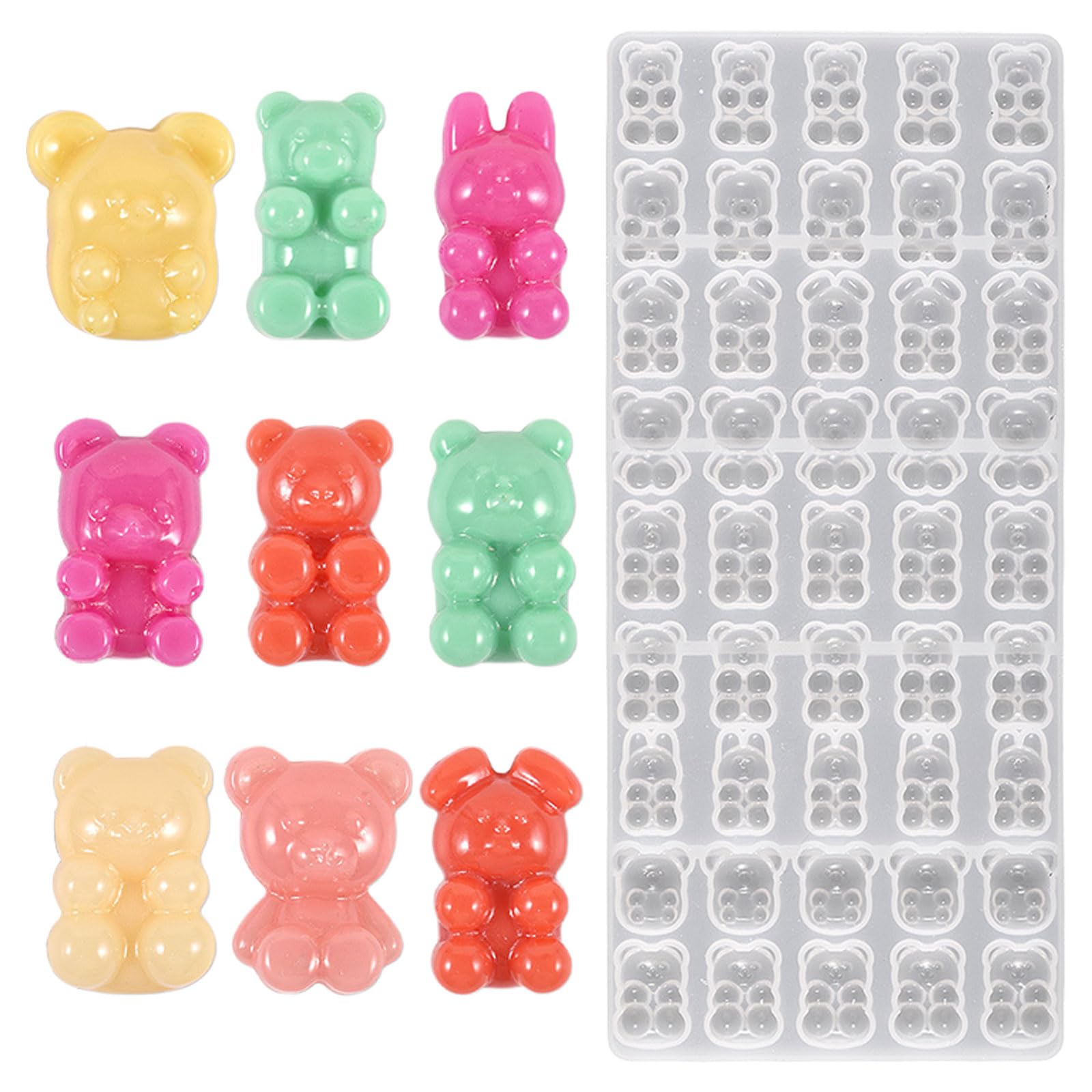 Small Bear Mould,1Piece 45Grids Cartoon Cute Mini Bear Chocolate Mould,Epoxy Resin Casting Mold for Chocolate Candy DIY Pendant Keychain Ornament Crafts(Pattern C 1PC)