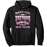 Motorcycle gifts for women Motorcycles & Tattoos Biker Girl Pullover Hoodie