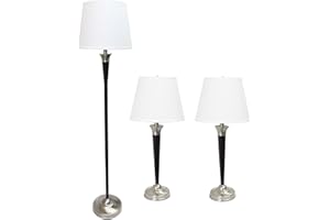 Elegant Designs LC1018-MBC Brushed Nickel 3 Pack Lamp Set, Malbec Black, 3.85"