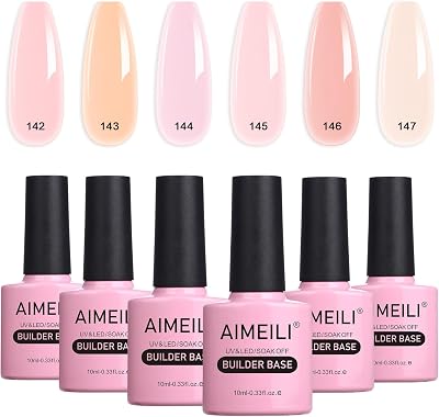 AIMEILI 8 in 1 Builder Gel in a Bottle 6x10ml Gift Kit Jelly Nude