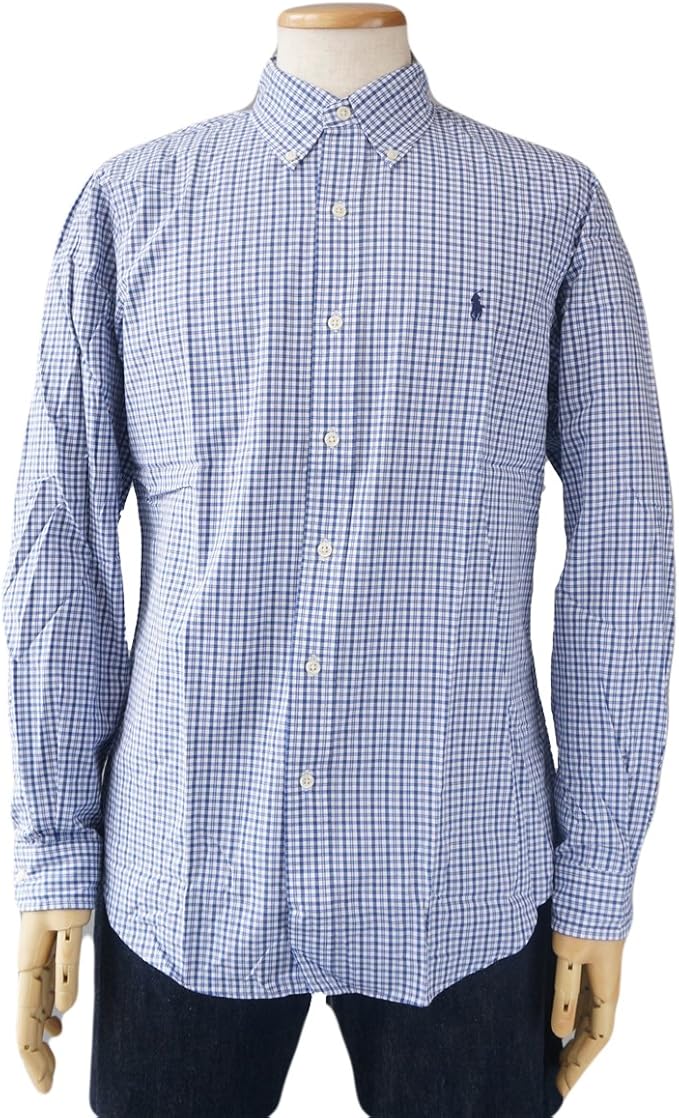 Amazon ポロ ラルフローレン Polo Ralph Lauren シャツ リネンシャツ メンズ 長袖 ワンポイント ポニーマーク ブルー ホワイト L 並行輸入品 シャツ 通販