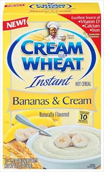 CREAM OF WHEAT, BANANAS & CREAM, INSTANT HOT CEREAL, 10 COUNT, 12.3OZ BOX (PACK OF 3)