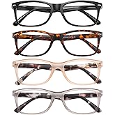 Przene Reading Glasses for Men Women Blue Light Blocking Readers Spring Hinges Lightweight Style Pack