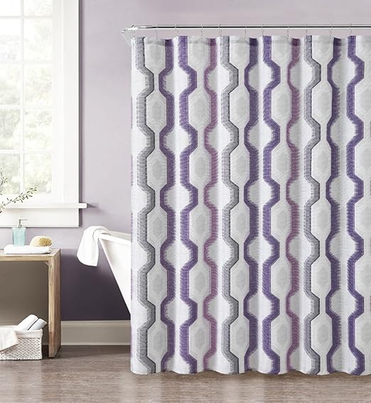 Amazon Com Purple Gray Pink And Taupe Fabric Shower Curtain