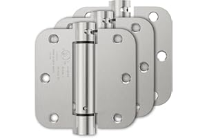 Luxbaro 3 Pack Spring Hinges Self Closing 3.5 Inch, Self Closing Door Hinges with 5/8'' Radius Corners, Adjustable Tension for Garage, Front and Back Doors, Left and Right Hand, UL Listed