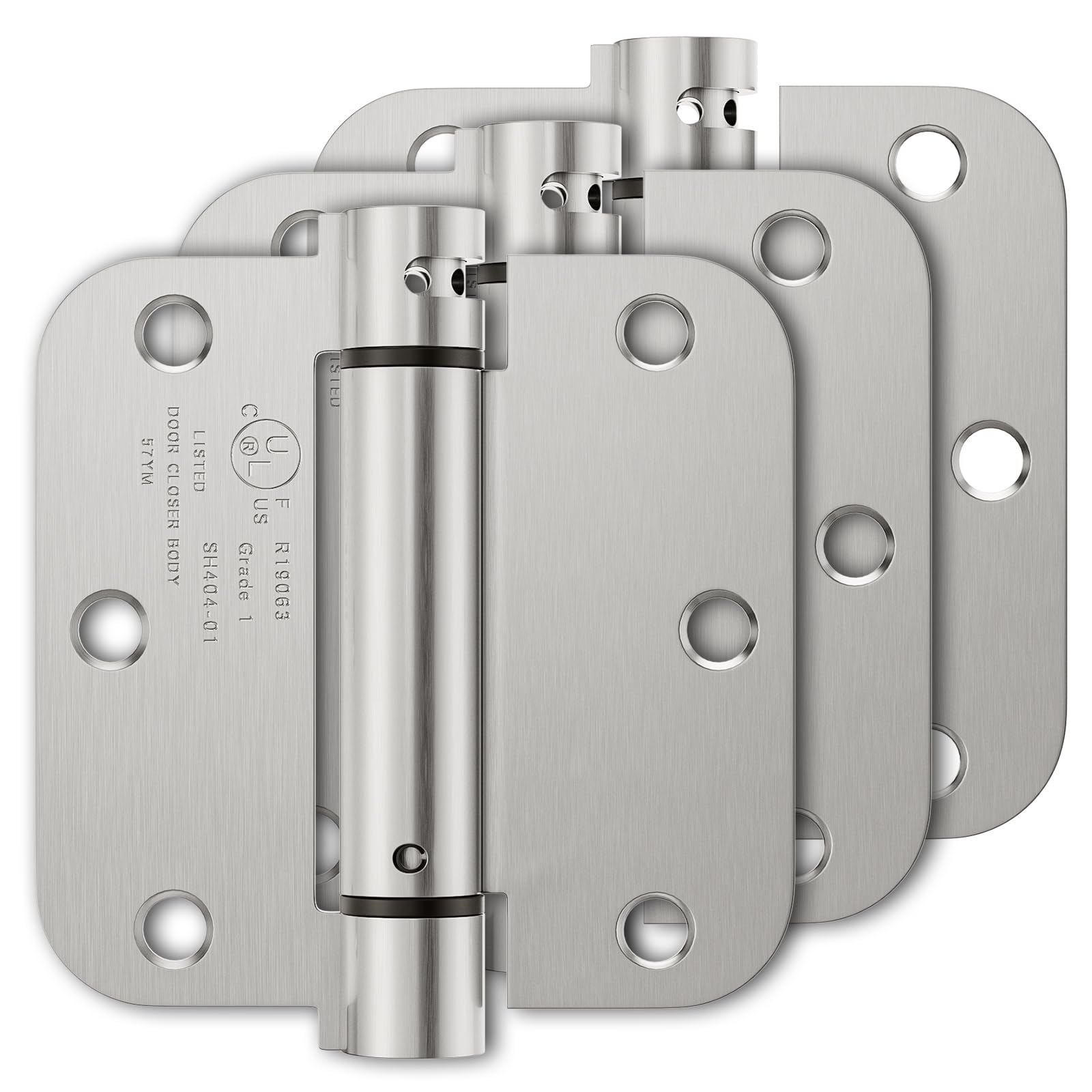 Photo 1 of Luxbaro 3 Pack Spring Hinges Self Closing 3.5 Inch, Self Closing Door Hinges with 5/8'' Radius Corners, Adjustable Tension for Garage, Front and Back Doors, Left and Right Hand, UL Listed