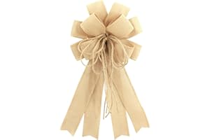 Anshome Large Brown Burlap Easter Wreath Bow, Spring Decorative Bow with String, 11.42 x 20.87 Inch