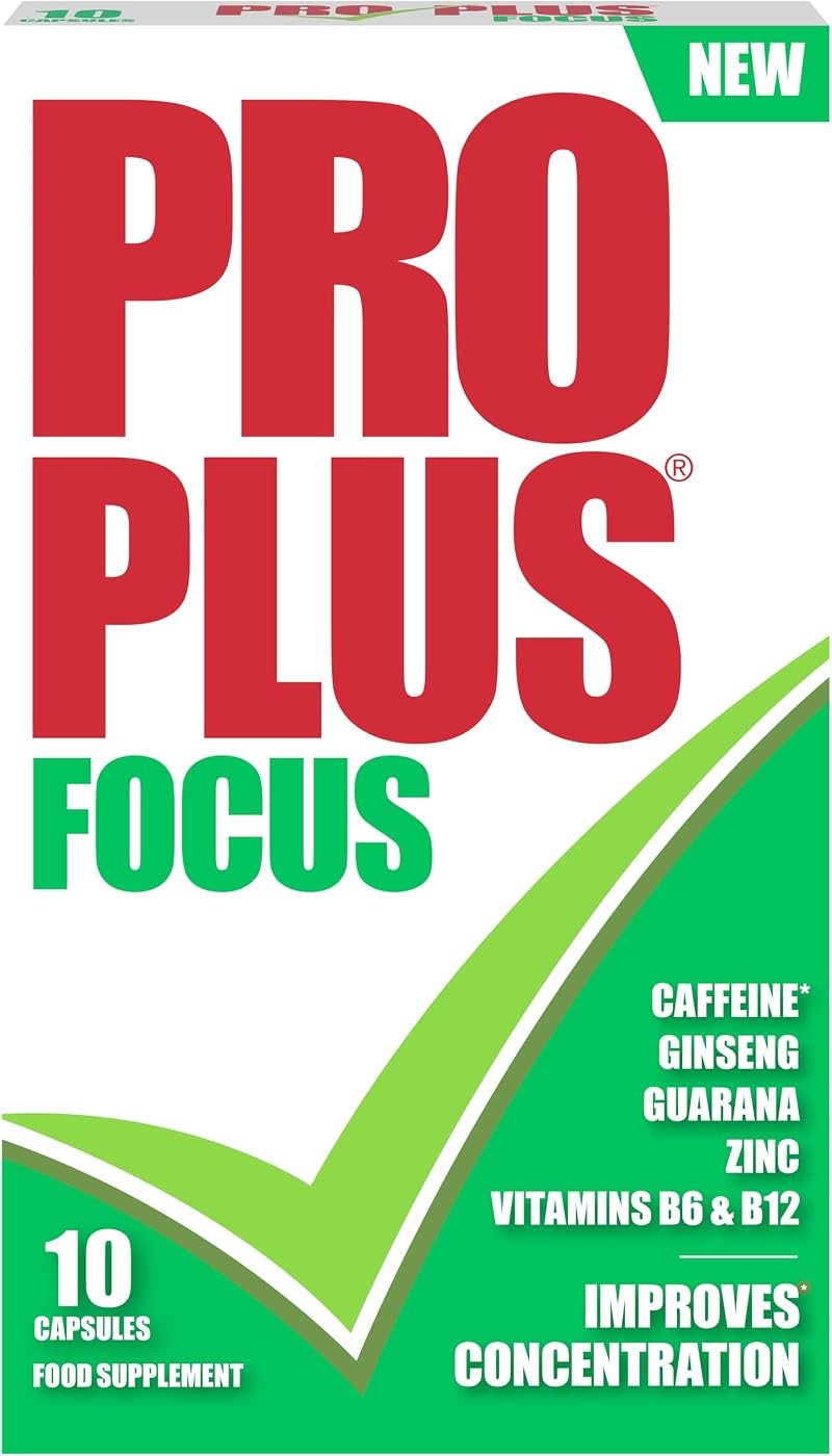 Pro Plus Focus 10 Capsules Caffeine Ginseng Guarana Zinc B6 B12