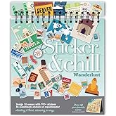 Sticker & Chill Sticker Book for Adults – 700+ Repositionable Colorful Clings Create Designs on 10 Spiral Bound Scene Pages – Easy, Fun & Stress Relieving Relaxation Activity – Wanderlust Series