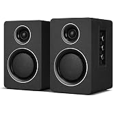 Computer Speakers, Bluetooth 5.3, USB-C, AUX/RCA, 3-Inch Woofer, Black | A 3-inch carbon fiber woofer and 1-inch silk dome tweeter in wood cabinets. For PCs, turntables, TVs, gaming and music.
