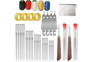 RONSALO Steel Needles for Hand Sewing, Big Eye Steel Sewing Needles Kit, Stainless Steel Needles for Hand Sewing, 34PCS Long & Thin Handmade Quilting & Sewing Needles Kit for DIY Sewing (37pcs, 1)