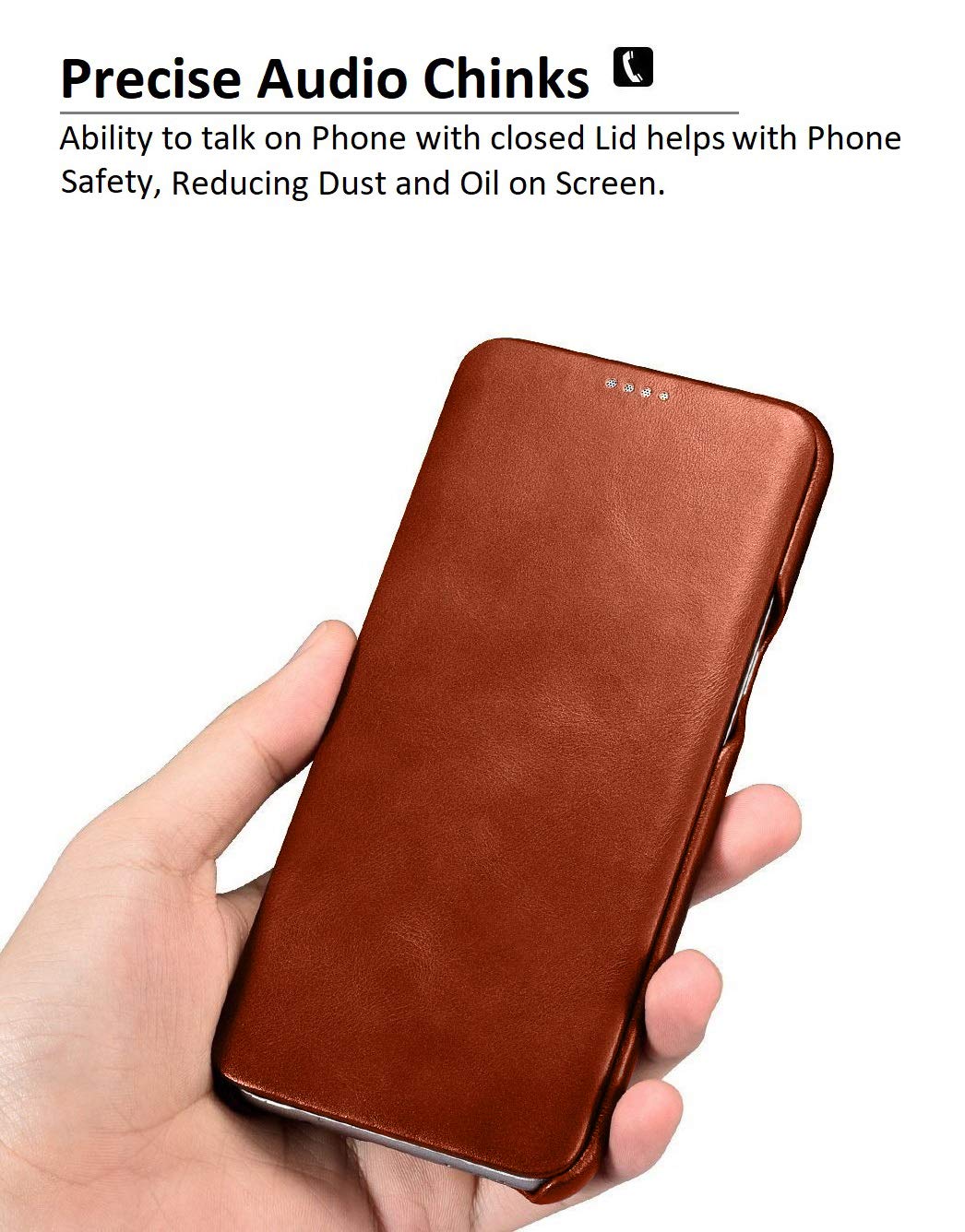 Samsung Galaxy S8 Plus Leather Case - Genuine Leather Vintage Folding Flip Case with Magnetic Closure - Protective Cover for Galaxy S8 Plus 6.2 Inch