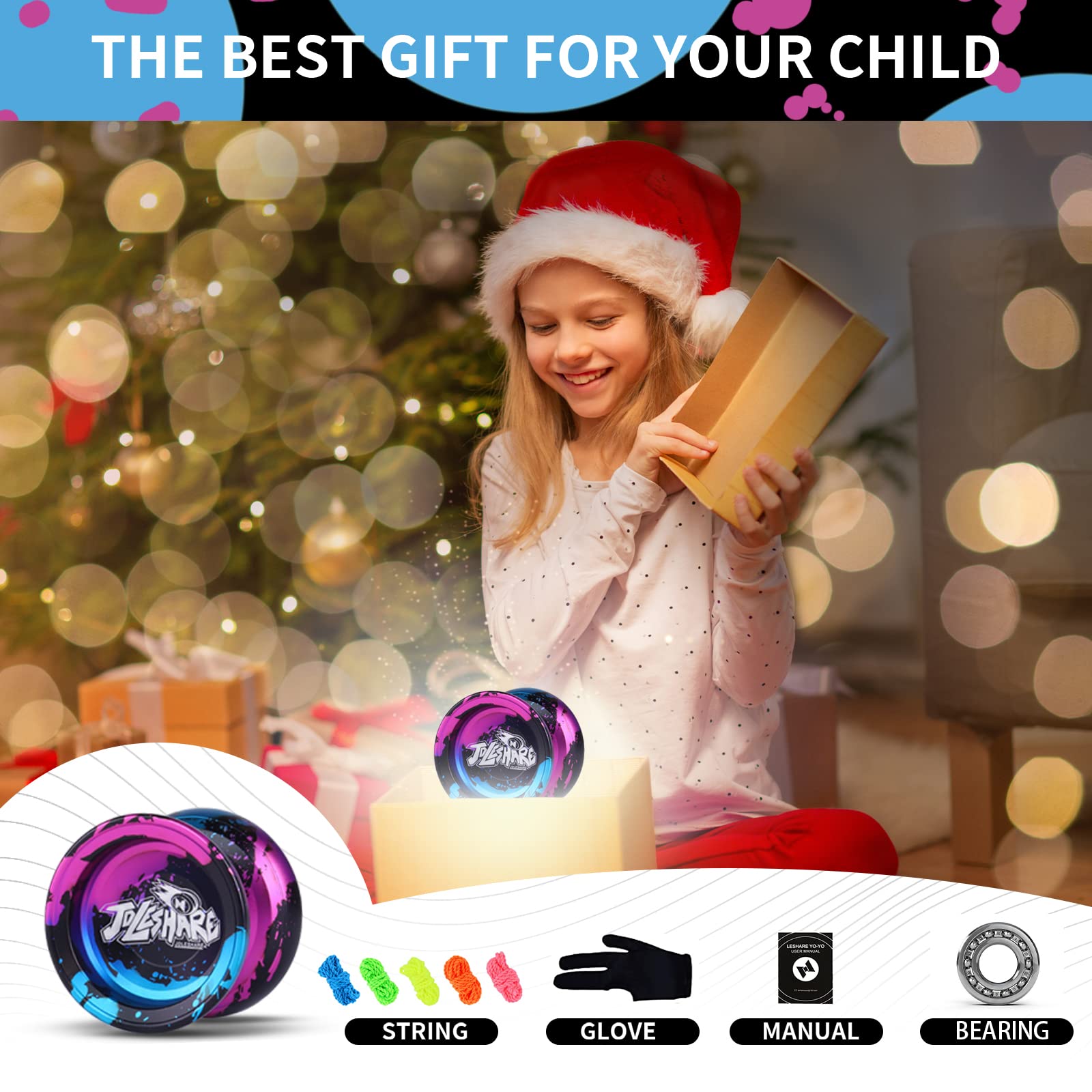 Professional Unresponsive Yoyo X4 for Pros and Responsive Yoyos for Kids Beginners - Replaceable Unresponsive Bearings, Gloves, Removal Bearing Tool and 5 Cords Included(Red Black Blue)