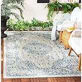 SAFAVIEH Washable Rug Outdoor Courtyard Collection - 5'3" x 7'7", Grey & Navy, Non-Shedding & Easy Cleaning, Ideal for Patio,