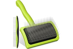 Pecute Slicker Brush for Dogs & Pet Comb, Professional Grooming Dog Brush for Goldendoodles, Poodles, Labradoodles, with Extra Long Soft Pins to Effectively Remove Tangles, Knots and Mats, 2PCS