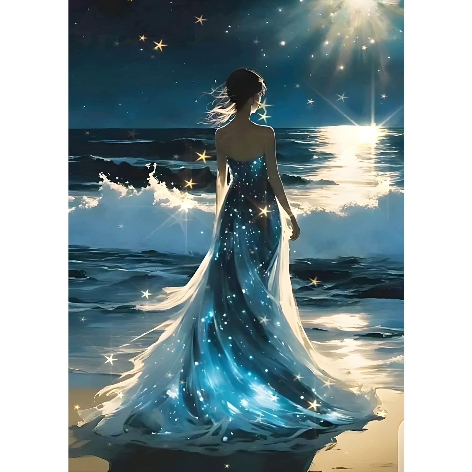 MXJSUA Beautiful Back Diamond Painting Kits for Adults, 5D Diamond Art Kits for Beginners, DIY Full Drill Picture with Diamond for Home Wall Decor 30x40cm