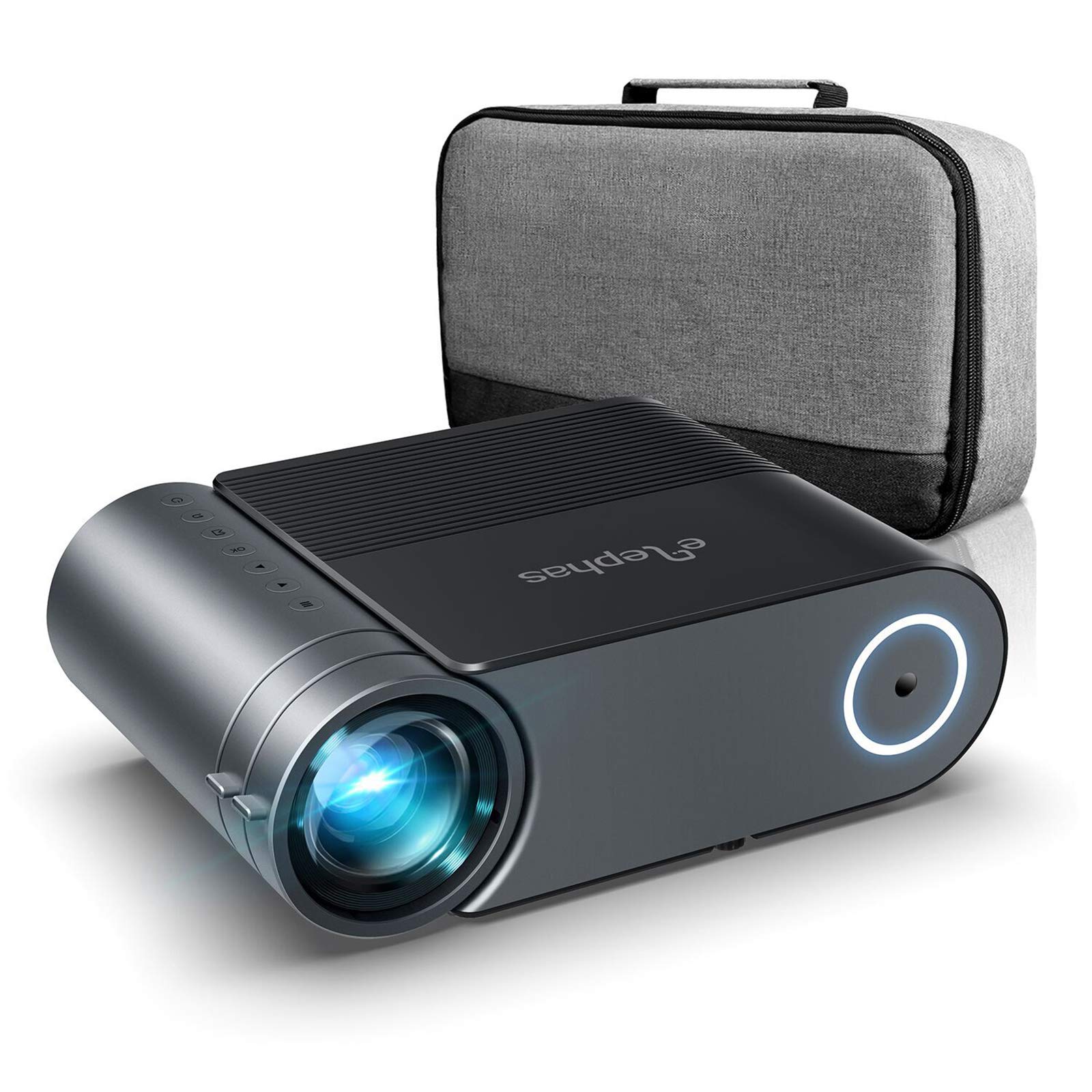 ELEPHAS YG420 Projector displaying a high brightness image compared to a dimmer image