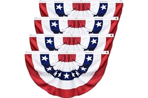 SURCVIO 4 Pack USA Pleated Fan Flag, 3 X 6 Feet American US Bunting Flag Patriotic Half Fan Banner Flag Decoration, 4th of July Memorial Day Independence Day Fourth July Outdoor Decor