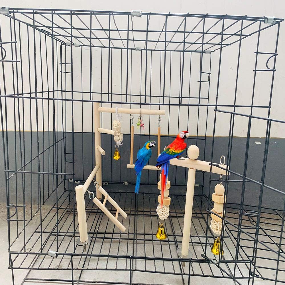 PINVNBY Bird Playground Parrot Play Gym Parakeet Cage Play Stand Wooden Perches Playpen Ladders Conure Chewing Climbing Swing Toy Birdcage Accessories for Small Cockatoo Cockatiel Lovebirds Budgie : Pet Supplies