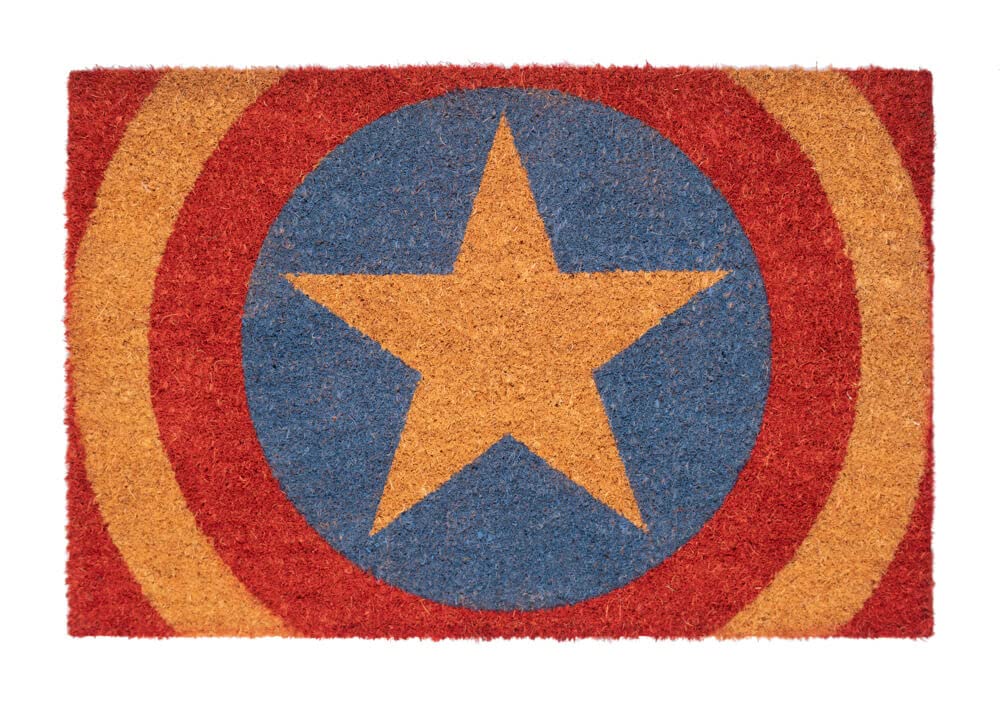 Grupo Erik Door Mat - Marvel Captain America Gifts | 15.7 x 23.6 inches - 40 x 60 cm Coco Coir, Coconut Coir, Indoor & Outdoor Door Mat | Marvel Gifts For Men