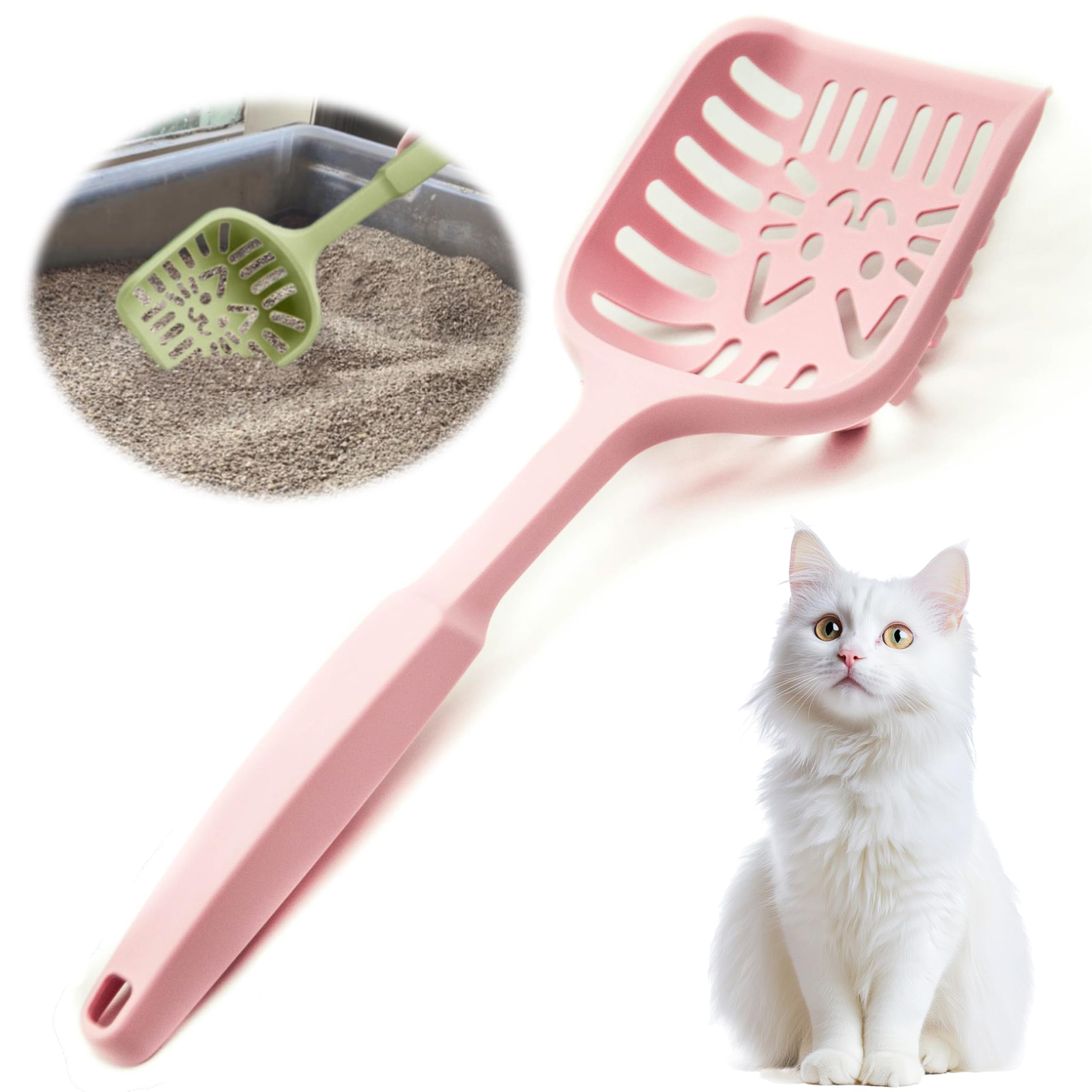 Petopedia Strong Cat Litter Scoop – Plastic Shovel for Cats Litters, Poop Scoop – Handy Sand Sifter, Sieve Cleaning Tool – Used with Litter Box and Trays for Cats & Kittens (Pink, Large)