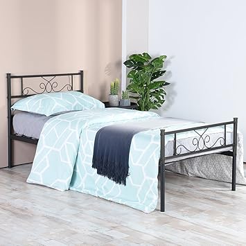 Simlife Twin Size Metal Bed Frame Headboard Footboard Mattress