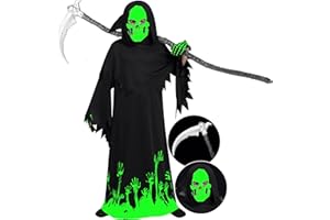Spooktacular Creations Glow in the Dark Grim Reaper Costume for Boys, Halloween Costumes for Kids, Boys