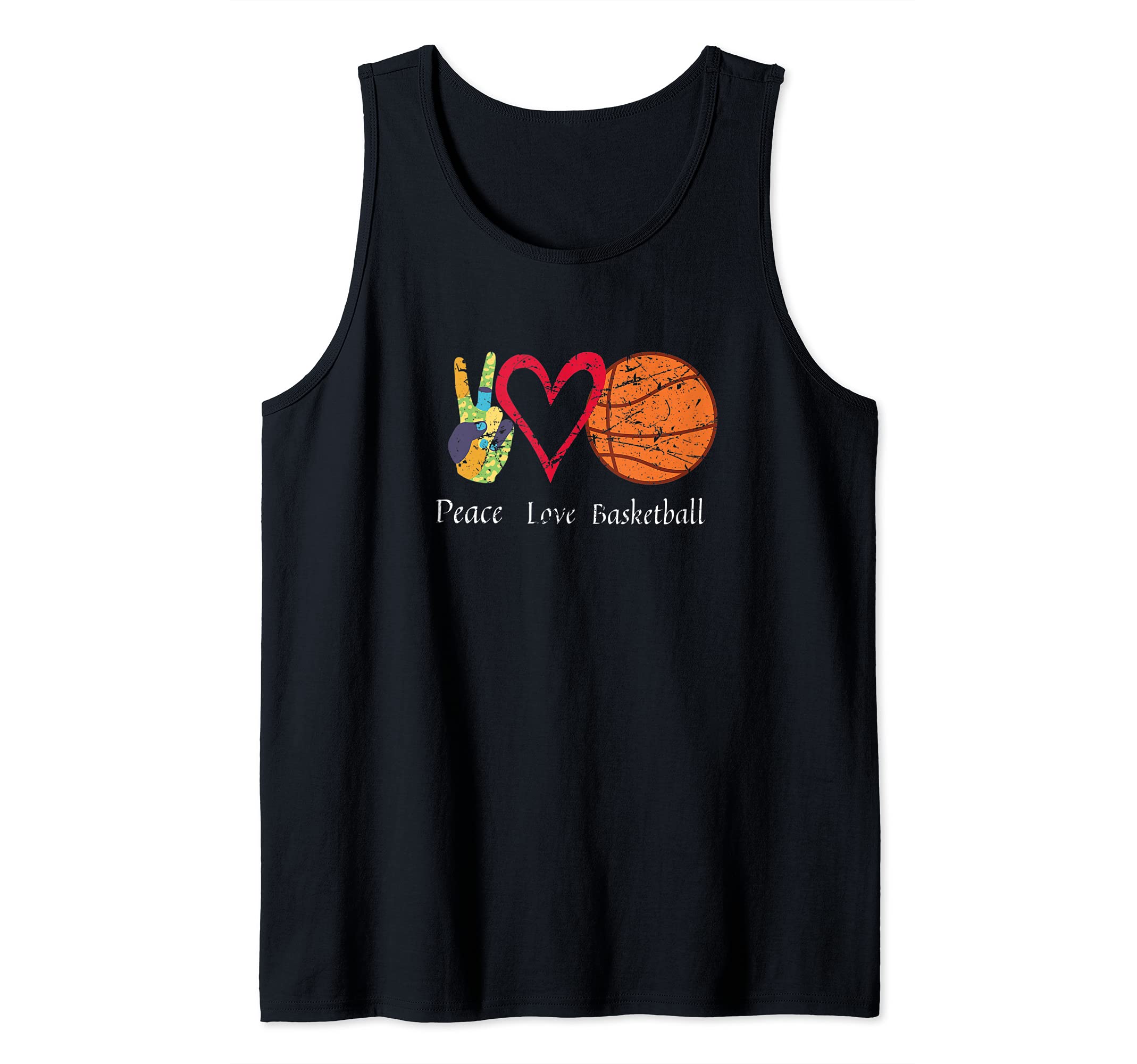 Peace Love Basketball Hippie Sports Basketball Design Tank Top