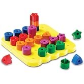 Learning Resources Stacking Shapes Pegboard | Shape Stacking Toys for Toddlers, Shapes Sorting Puzzles, Fine Motor Toy, Montessori, Educational Activities for Kids