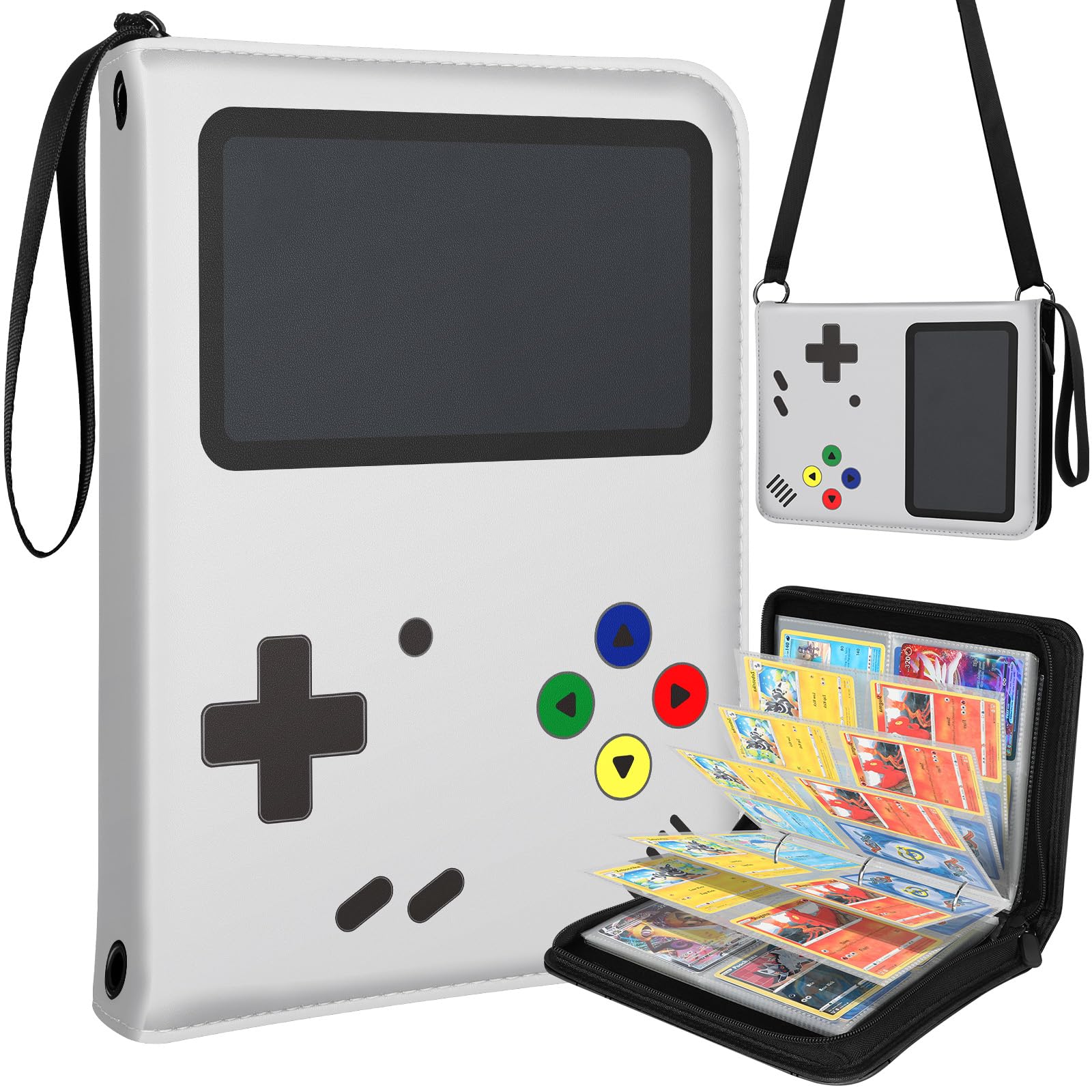 Photo 1 of Lotadilo for 4 Pocket Card Binder with 440 Pockets - Trading Card Collection Album Folder for Men Boys Teens Game Console Design for Sports Cards Game Cards with Zipper Hand Carrying Rope
