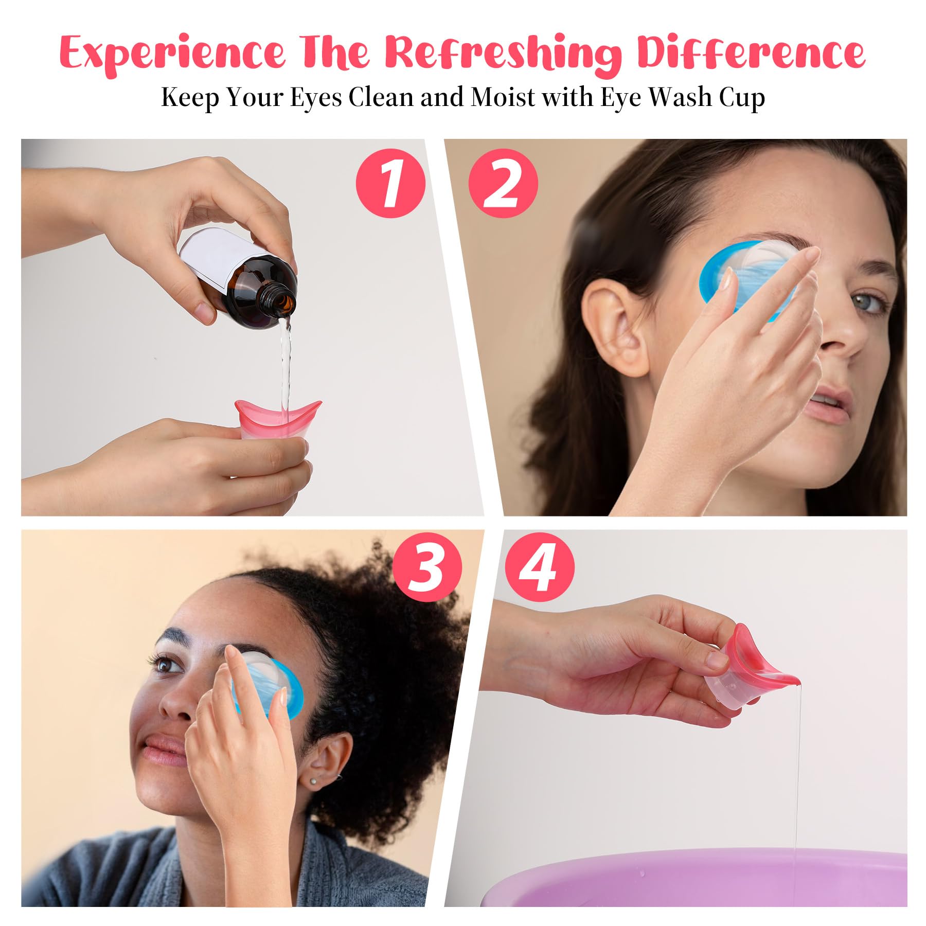 2pcs Eye Wash Cup Eye Wash Bath Kit Silicone Eyes Cleansing Cup for Eyes Rinse Portable eye Care Tool Cleaner for Quick Effective SoothingTired eyes Refresh Clean Dust Makeup Irritants