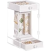 Homde Rotating Jewelry Box for Vanity: Acrylic Storage Organizer for Women - Clear Holder for Ring Necklace Earring